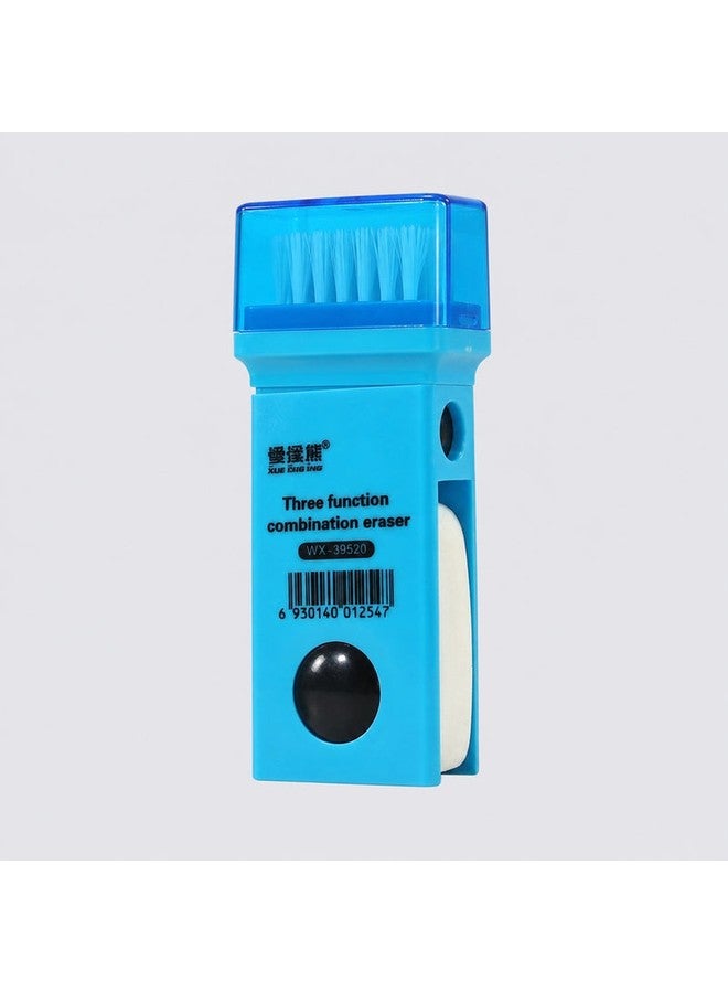 Multifunctional 3-in-1 office tool (pen sharpener + cylindrical eraser + cleaning brush)