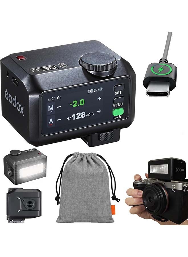 Godox iT30 Pro S iT30Pro S iT30Pro-S iT30ProS Mini Flash for Sony Camera, TTL Auto-Exposure, HSS 1/8000 Seconds, 2.4G Wireless Xsystem, 2.8 Full-Color Touchscreen (Black)  - Image 1