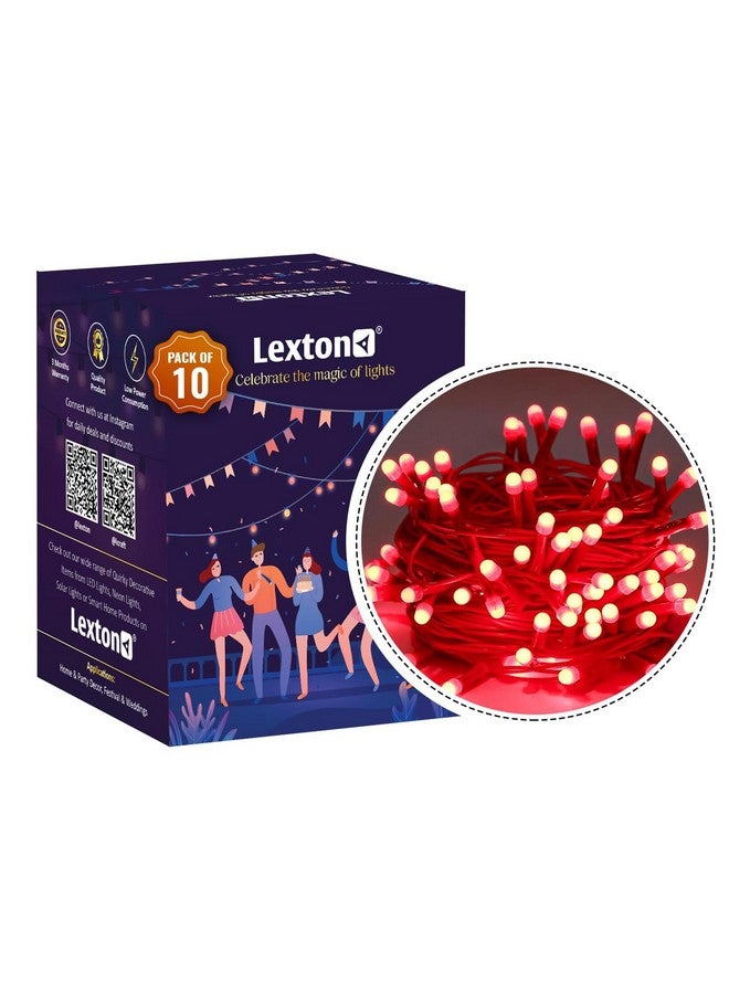 Lexton 40 LED Power Pixel Serial String/Fairy Light | Plug Sourced | Suitable for Home & Outdoor Decoration, Diwali, Christmas, Ramadan, Wedding, Party, Festival (Pack of 10, Red) - Image 2