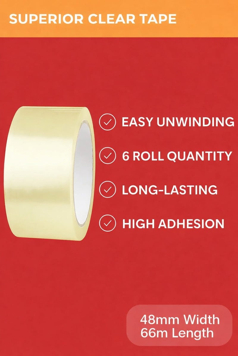 HarabiMed Clear Adhesive Tape 100 Yards – 1 Pc For Packing & Sealing - 91mm - Image 3