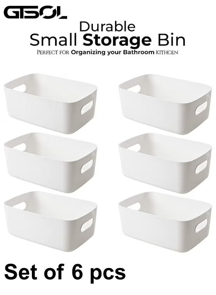 GTSOL Set of 6 Plastic Storage Bins – Multiuse Desk & Cabinet Organizer with Built-in Handle – Stackable, Durable, and Space-Saving Storage for Home or Office - Image 1