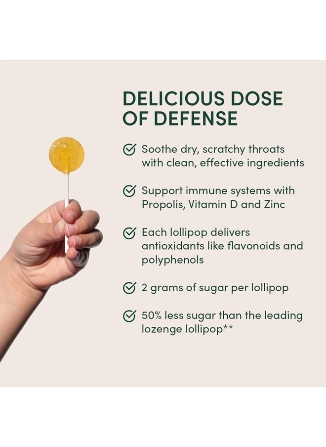 مصاصات مهدئة لحلق الأطفال من Beekeeper's Naturals - تركيبة طبية لدعم المناعة، فيتامين د والعسل، أقل من 2 جرام سكر، مكونات نظيفة، 15 قطعة