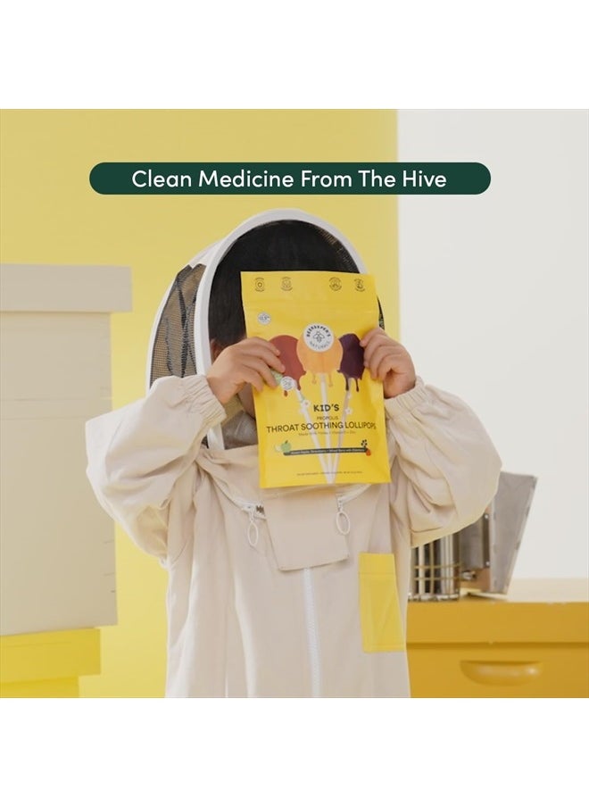 مصاصات مهدئة لحلق الأطفال من Beekeeper's Naturals - تركيبة طبية لدعم المناعة، فيتامين د والعسل، أقل من 2 جرام سكر، مكونات نظيفة، 15 قطعة