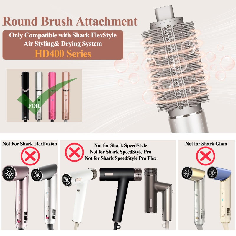 Chivixe Round Brush Attachment for Shark FlexStyle, Upgraded Oval Round Volumizing Brush for Shark Flex Style Accessories Styling for for Smooth, Voluminous Curls(1.5 Inch Barrel,2.32 Inch Bristle) - Image 2