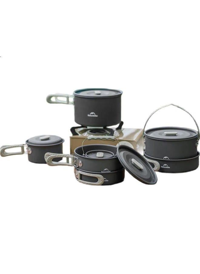 Naturehike Outdoor Cookware Set Camping Hiking Cooking Utensils Portable Kettle Aluminum Alloy Frying Pan Griddle Hanging Pot - Image 1
