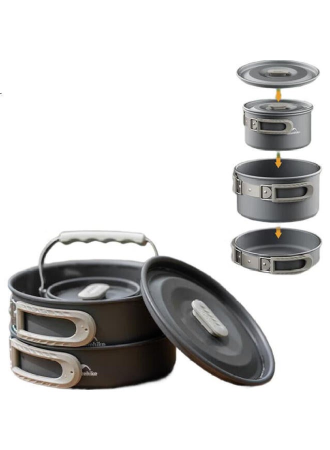 Naturehike Outdoor Cookware Set Camping Hiking Cooking Utensils Portable Kettle Aluminum Alloy Frying Pan Griddle Hanging Pot - Image 2