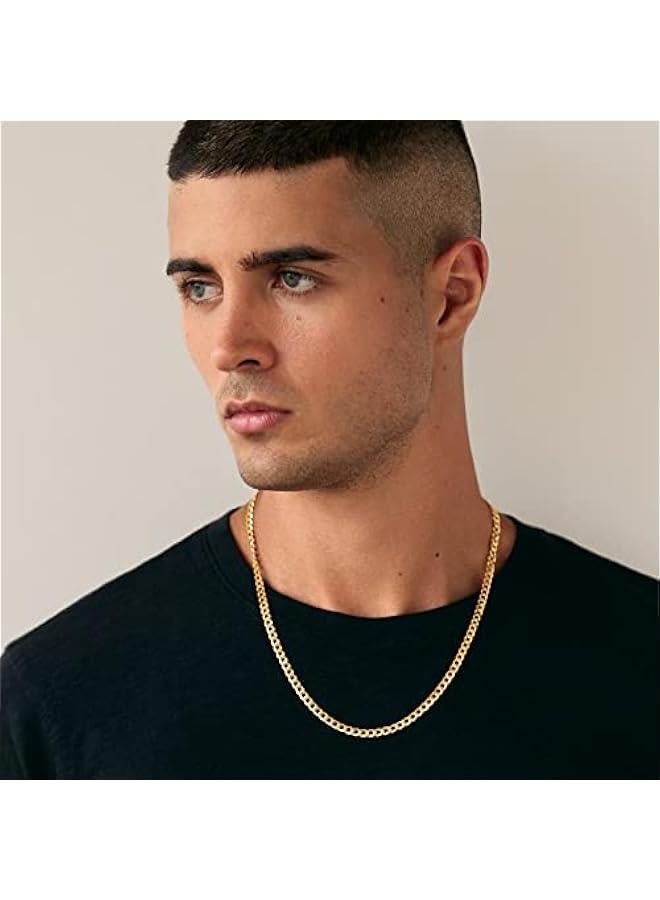 بافوا بافوي سلسلة من الفضة الاسترليني عيار 925 الايطالية الصلبة مطلية بالذهب عيار 22 قيراط | ثعبان، صندوق مربع، كابل، كبح فائق المرونة، قلادة ميامي كوبان وحبل متعرج قطع الماس للنساء والرجال | صنع في ايطاليا - Image 5