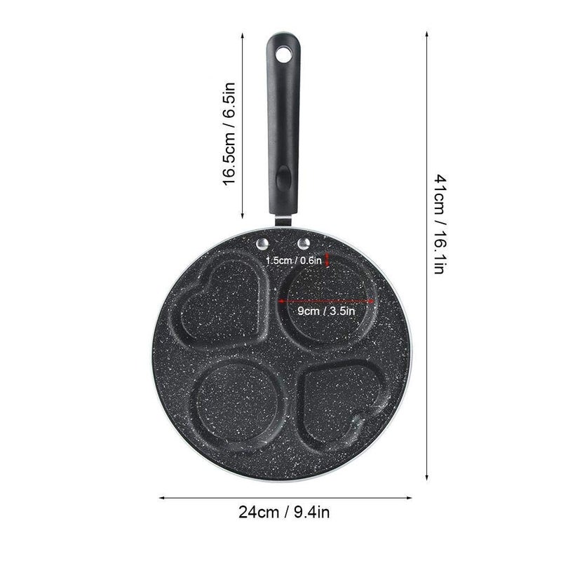 Shrux Holes Non-Stick Baking and Frying Pan with Heat-Resistance Bakelite Handle | 2round + 2Heart Shape Omelet and Pancake Making tawa | Round Kitchen Cooking Pan | Kitchen Cooking Skillet - Image 5
