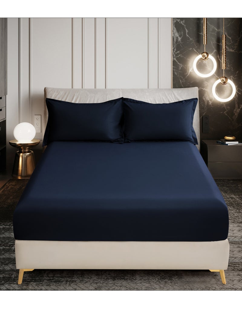 Donetella Bedding Fitted Sheet - Fits 120x200 Cm Bed For Twin Bed 2 Pcs (1 Fitted Sheet and 1 Pillowcase) - 30 Cm Deep Pocket - Solid Bed Sheet  - Image 1