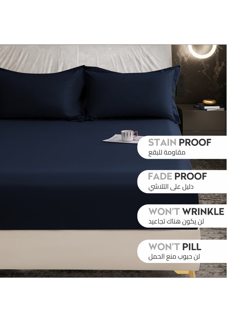 Donetella Bedding Fitted Sheet - Fits 120x200 Cm Bed For Twin Bed 2 Pcs (1 Fitted Sheet and 1 Pillowcase) - 30 Cm Deep Pocket - Solid Bed Sheet  - Image 4