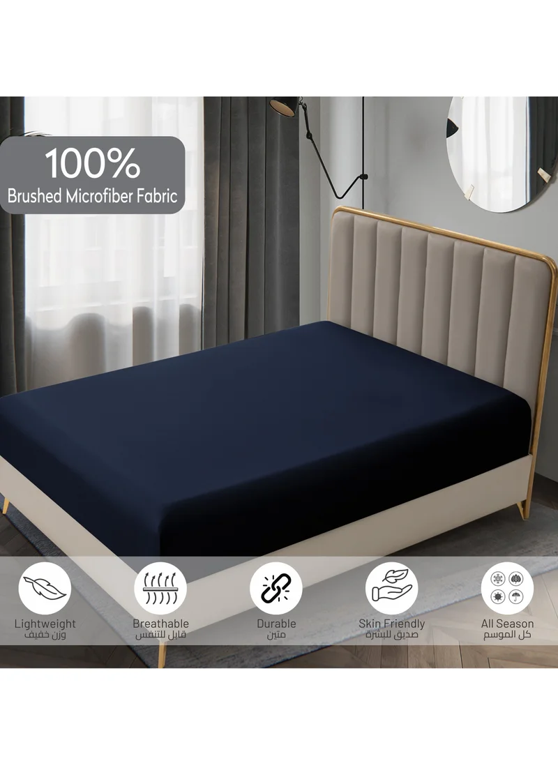 Donetella Bedding Fitted Sheet - Fits 120x200 Cm Bed For Twin Bed 2 Pcs (1 Fitted Sheet and 1 Pillowcase) - 30 Cm Deep Pocket - Solid Bed Sheet