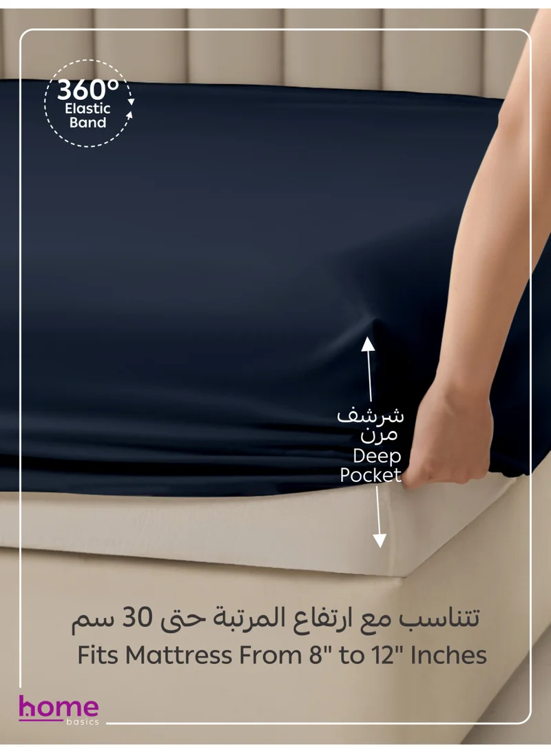 Donetella Bedding Fitted Sheet - Fits 120x200 Cm Bed For Twin Bed 2 Pcs (1 Fitted Sheet and 1 Pillowcase) - 30 Cm Deep Pocket - Solid Bed Sheet