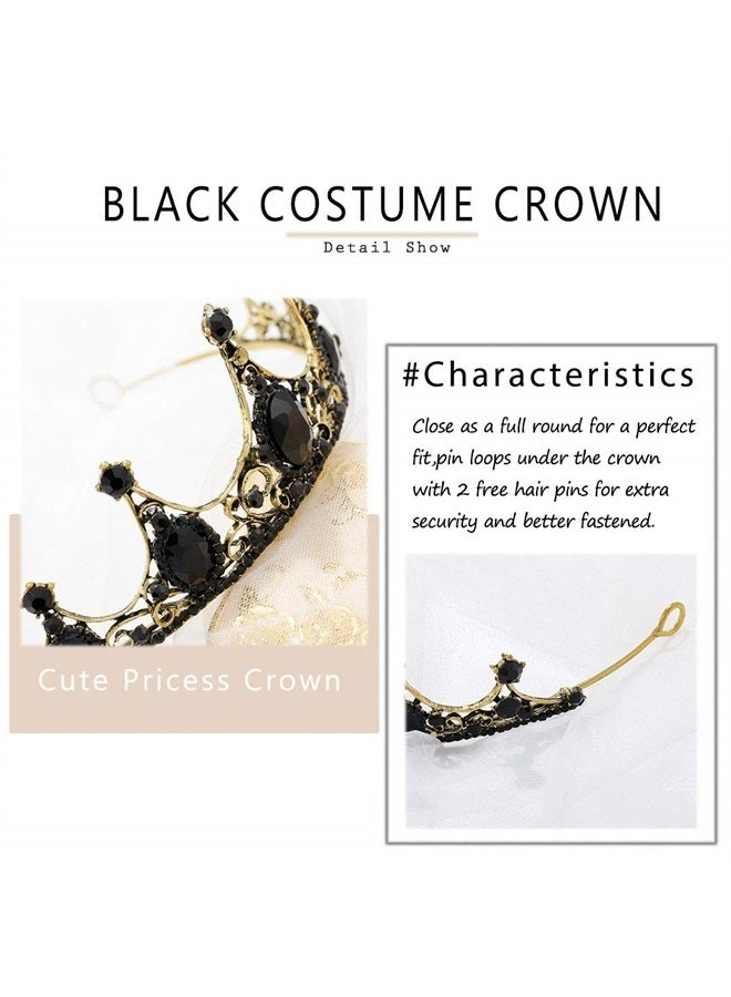 Aceorna Black Crowns and Tiaras Crystal Rhinestones Pricess Crowns Bride Wedding Crown for Women and Girls Decorative Bridal Pricess Tiaras Hair Accessories for Halloween Costume Prom Birthday - Image 4