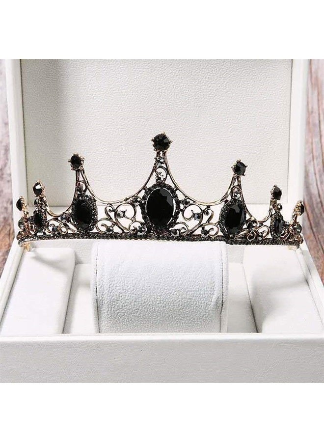 Aceorna Black Crowns and Tiaras Crystal Rhinestones Pricess Crowns Bride Wedding Crown for Women and Girls Decorative Bridal Pricess Tiaras Hair Accessories for Halloween Costume Prom Birthday - Image 5