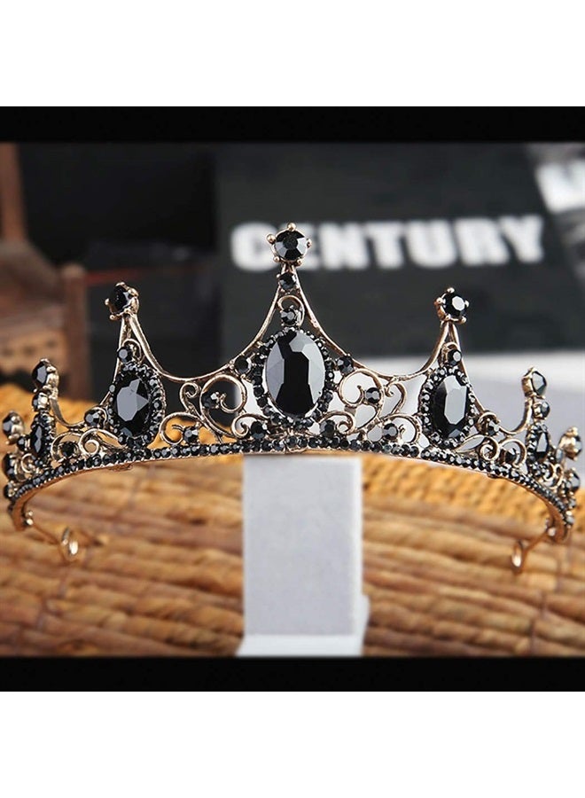 Aceorna Black Crowns and Tiaras Crystal Rhinestones Pricess Crowns Bride Wedding Crown for Women and Girls Decorative Bridal Pricess Tiaras Hair Accessories for Halloween Costume Prom Birthday - Image 2
