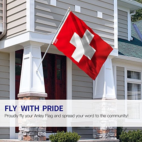 Anley Fly Breeze 3x5 Foot Switzerland Flag Vivid Color and Fade proof Canvas Header and Double Stitched Swiss Flags Polyester with Brass Grommets 3 X 5 Ft - Image 3