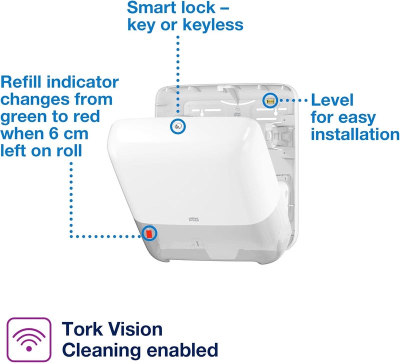 Tork Matic Paper Towel Dispenser, White, H1, One-at-a-Time Dispensing, Elevation Range, 5510202 - Image 2