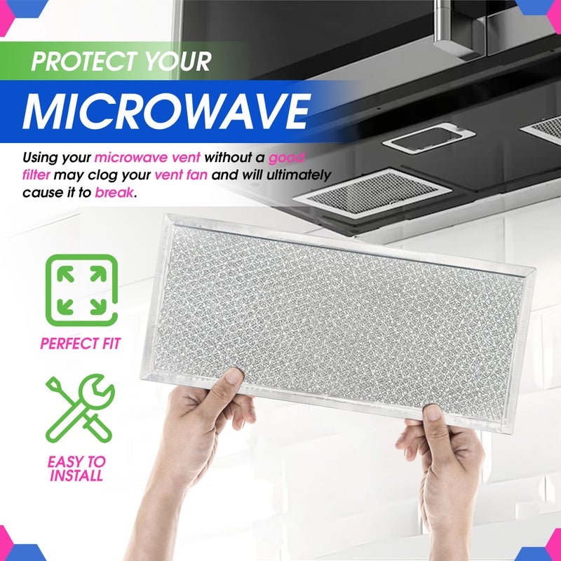 Bagean استبدال فلتر الميكروويف 5.78" × 12.91" يناسب فلتر الميكروويف W10208631A من ويرلبول - شاشة شبكة الألمنيوم لفلتر الدهون - ينقي وينعش هواء المطبخ في مروحة تهوية الفرن فوق الموقد (4 عبوات) - Image 5