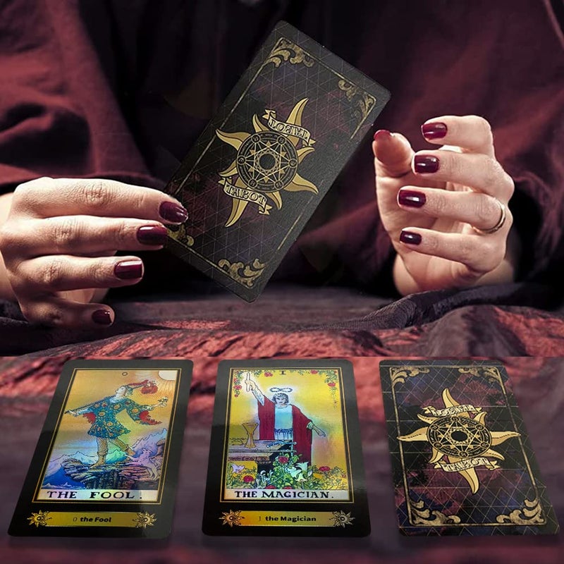 VOVOH Tarot Cards Deck, 78 Holographic Classic Tarot Cards with Surface Laser with English Edition Guidebook for Beginners - Image 4