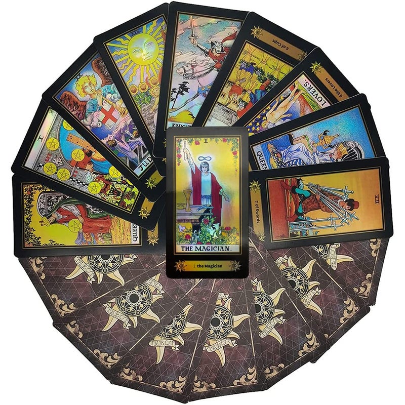 VOVOH Tarot Cards Deck, 78 Holographic Classic Tarot Cards with Surface Laser with English Edition Guidebook for Beginners - Image 3