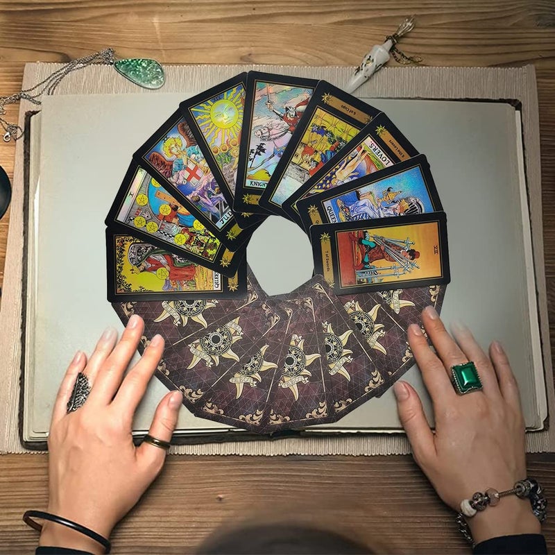 VOVOH Tarot Cards Deck, 78 Holographic Classic Tarot Cards with Surface Laser with English Edition Guidebook for Beginners - Image 5