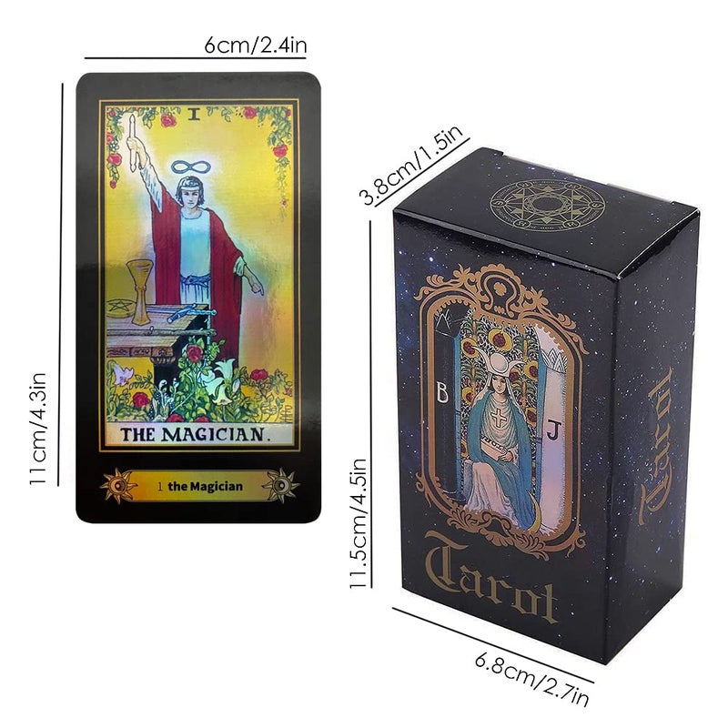 VOVOH Tarot Cards Deck, 78 Holographic Classic Tarot Cards with Surface Laser with English Edition Guidebook for Beginners - Image 2