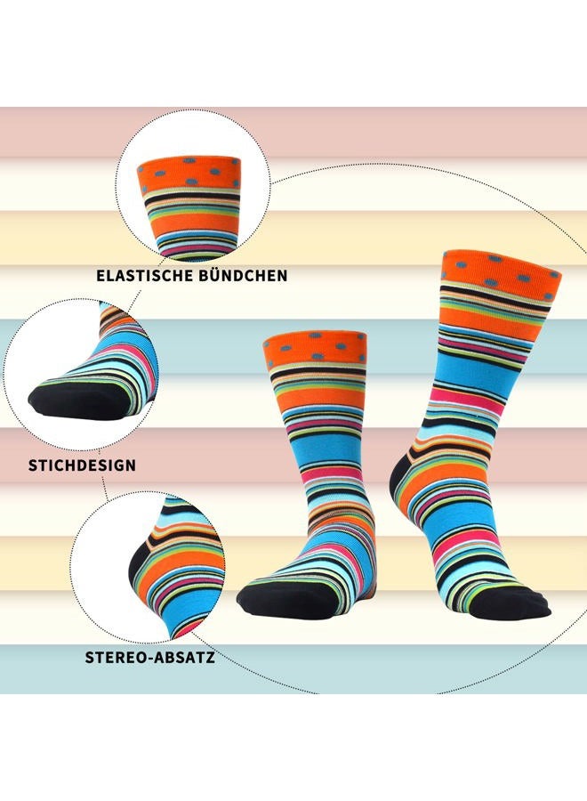 WeciBor Men's Dress Colorful Striped Grid Casual Combed Cotton Crew Socks 5 Packs - Image 4