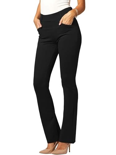 Conceited Black Dress Pants Women - Wear to Work Pants Women - Womens Dress Pants - Slacks - Business Casual Office - Midnight Black - Large - Image 1