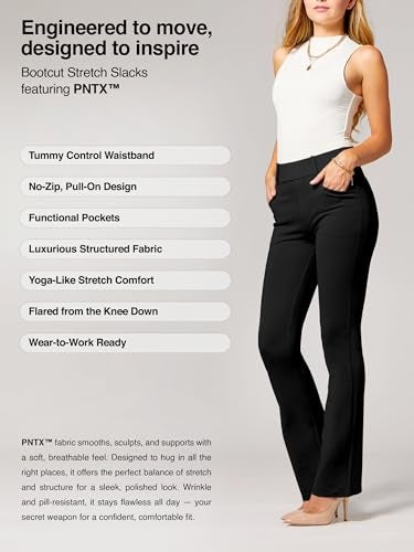 Conceited Black Dress Pants Women - Wear to Work Pants Women - Womens Dress Pants - Slacks - Business Casual Office - Midnight Black - Large - Image 2