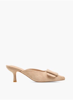 Flora Bella By Shoexpress Women Textured Pointed Toe Sandals with Buckle Detail and Kitten Heels  - Image 3