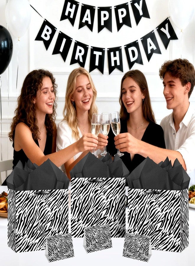 Wayyogh Zebra Print Party Gift Bag Decorations Large Animal Print Birthday Gift Bag Jungle Safari Wrapping Paper Bag with Tissue Paper Greeting Card for Wildlife Bday Party Baby Shower Supplies Decorations - Image 3