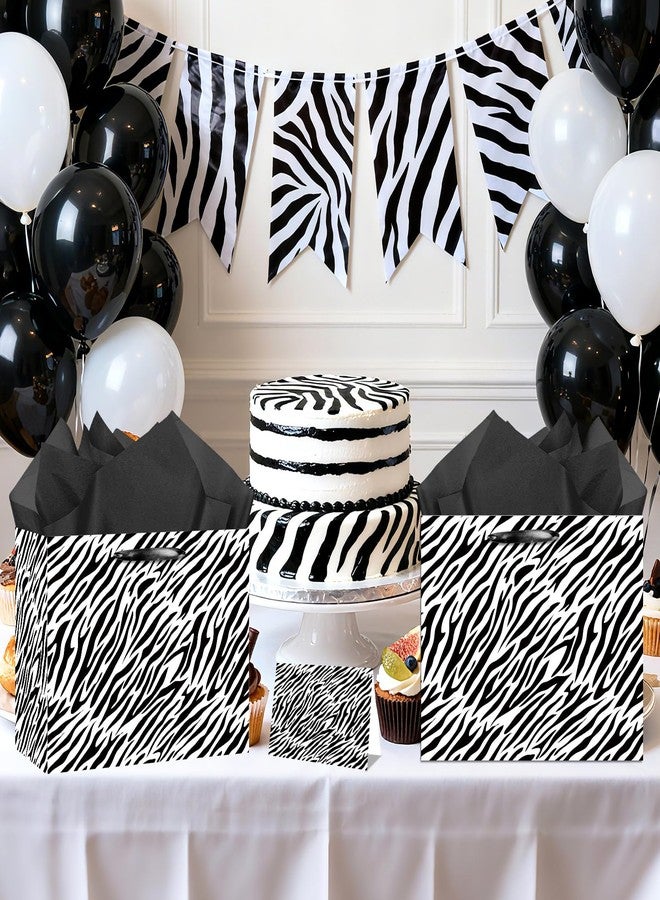 Wayyogh Zebra Print Party Gift Bag Decorations Large Animal Print Birthday Gift Bag Jungle Safari Wrapping Paper Bag with Tissue Paper Greeting Card for Wildlife Bday Party Baby Shower Supplies Decorations - Image 4
