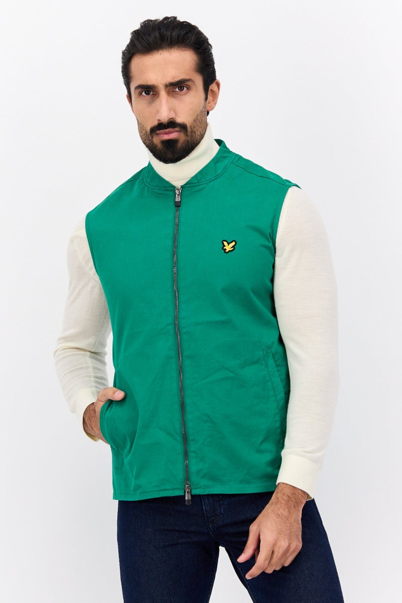 Lyle & Scott سترة بدون أكمام للرجال بشعار العلامة التجارية، أخضر - Image 1