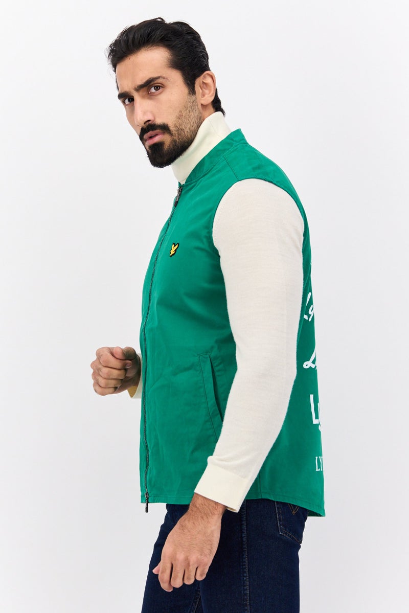Lyle & Scott سترة بدون أكمام للرجال بشعار العلامة التجارية، أخضر - Image 2