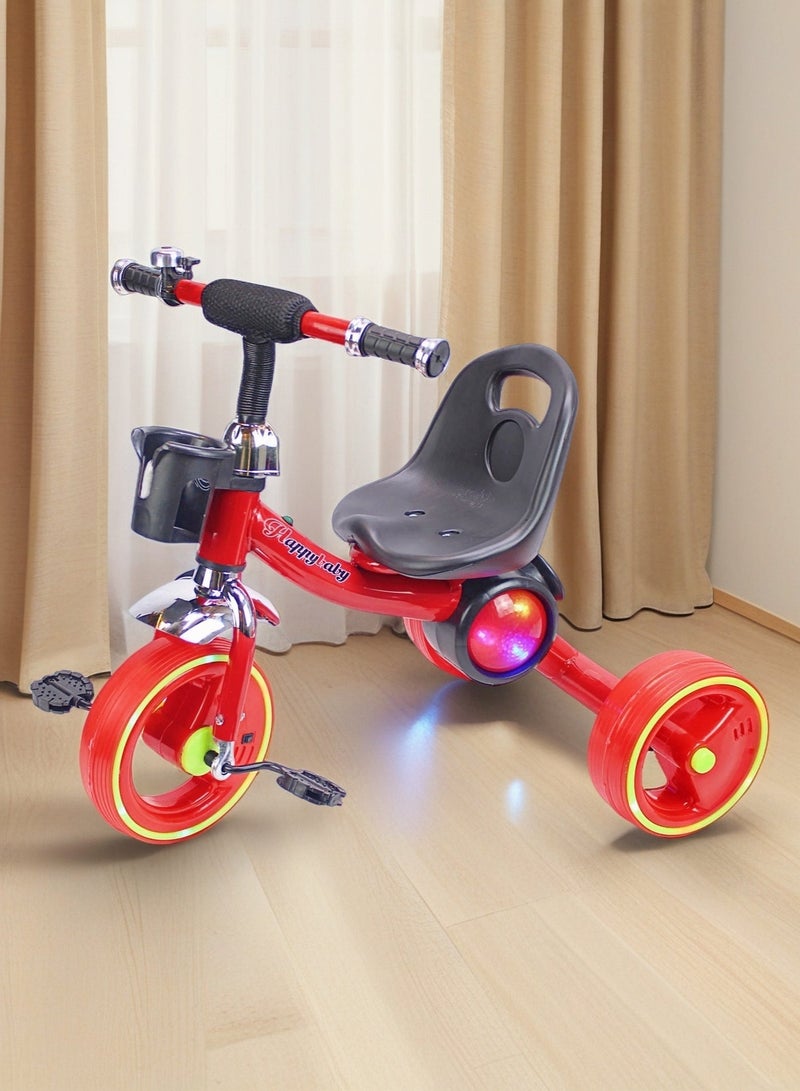 Baby Bicycle Ride-On Toy Tricycle for Kids Baby Tricycle with Light and Music Baby Cycle with Storage Basket (Blue Red Pink Can Choose) - Image 4
