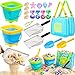 DISHIO Beach Toys for Kids 25 Pcs Metal Sand Sifter Collapsible Beach Buckets Set Stainless Steel Sand Shovel Sandcastle Building Kit with Mesh Bag Travel Sand Toys for Toddlers Age 310 - Image 2