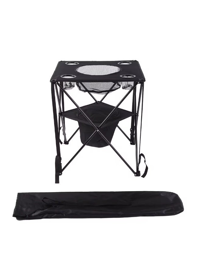 RH Portable double layer ice pack table , suitable for freezing milkshakes, juice, ice cream folding camping table with food basket and bag and 4 cup holder - Image 3