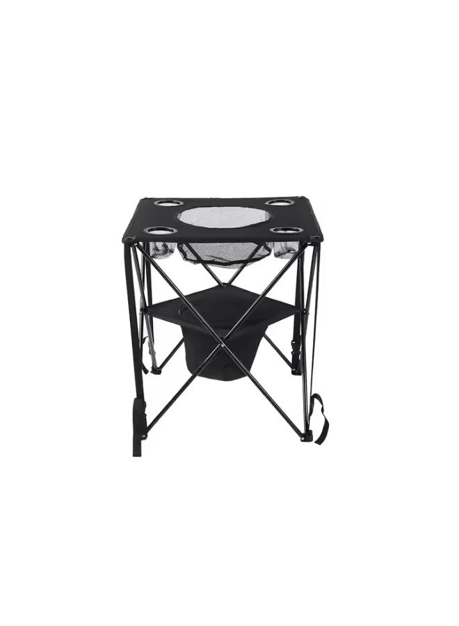 RH Portable double layer ice pack table , suitable for freezing milkshakes, juice, ice cream folding camping table with food basket and bag and 4 cup holder - Image 5