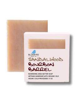 BLUEBYRD SOAP CO. BLUEBYRD Soap Co Sandalwood Bourbon Soap Bar  Moisturizing Soap Wash for Face Body and Hands  Vegan and Paraben Free  Sandalwood Bar Soap Moisturizing Shea Butter  Olive Oil BOURBON 