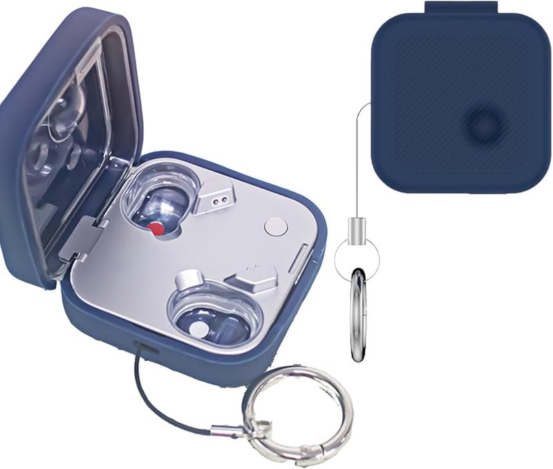 Blue Silicone Protective Case with Keychain for Nothing Ear 3 Bluetooth Earbuds Shockproof Waterproof - Image 2