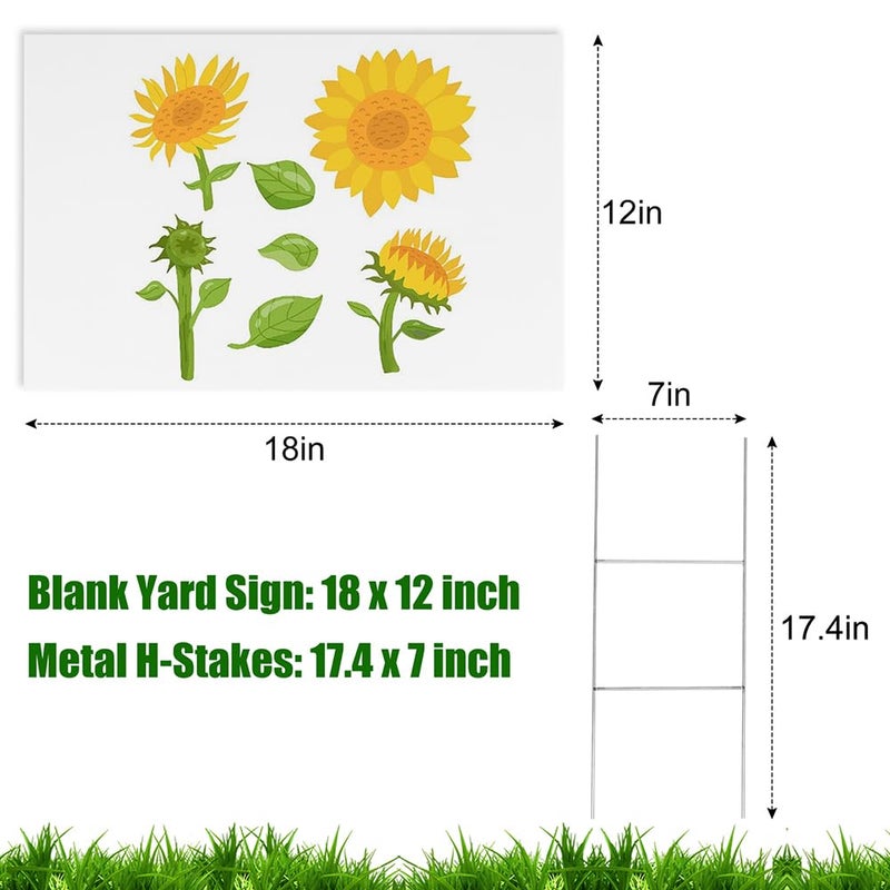 Newflager 6 Pack 18 x 12 Inches White Corrugated Plastic Yard Sign with Metal Stakes for Birthday, Real Estate Garage Sale Signs, Rent, Guidepost Decorations - Image 2
