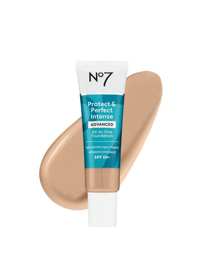 No7 Protect & Perfect Advanced All in One Foundation - Warm Ivory - Age Defying Foundation Makeup with SPF 50 for Women - Makeup Base Cream Helps to Reduces Redness & Blurs Visible Pores (30ml) - Image 1