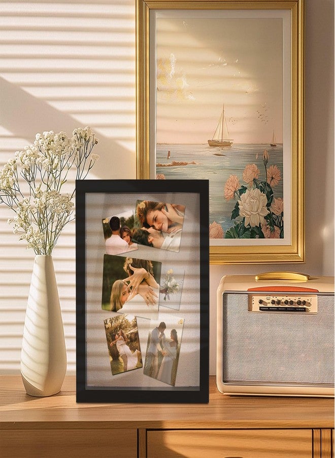 صندوق عرض YEPOTUE Shadow Box مقاس 11x14، إطار صور صندوق الظل العميق مع ظهر من الكتان وأرفف قابلة للإزالة، صندوق ذكريات خشبي لباقة الزفاف والصور والميداليات والتذكارات (أسود) - Image 2