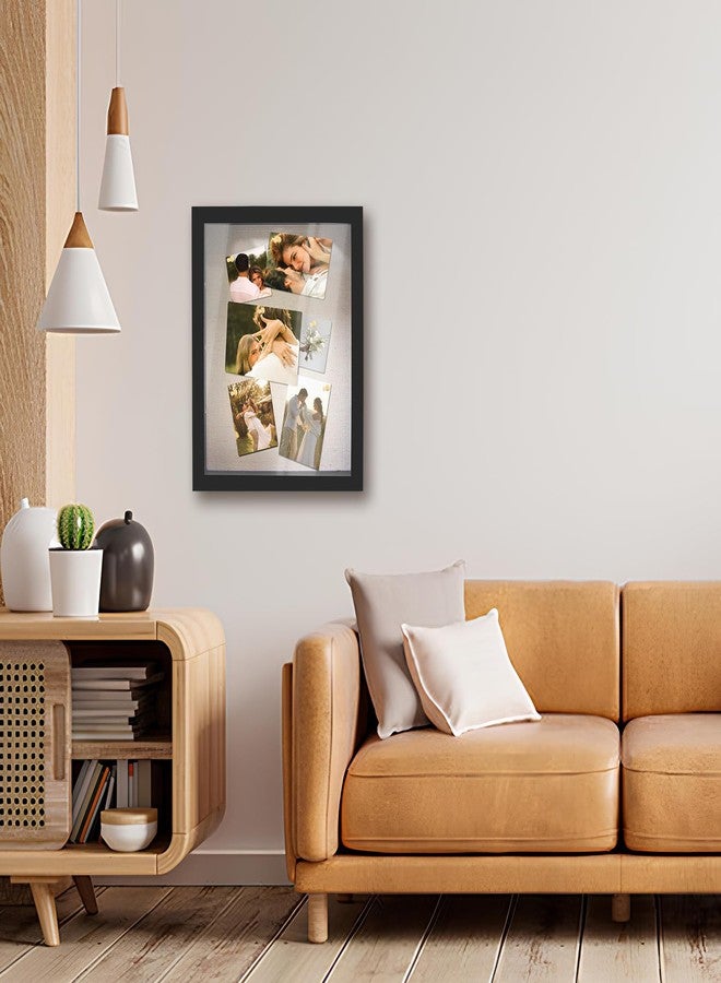صندوق عرض YEPOTUE Shadow Box مقاس 11x14، إطار صور صندوق الظل العميق مع ظهر من الكتان وأرفف قابلة للإزالة، صندوق ذكريات خشبي لباقة الزفاف والصور والميداليات والتذكارات (أسود) - Image 3