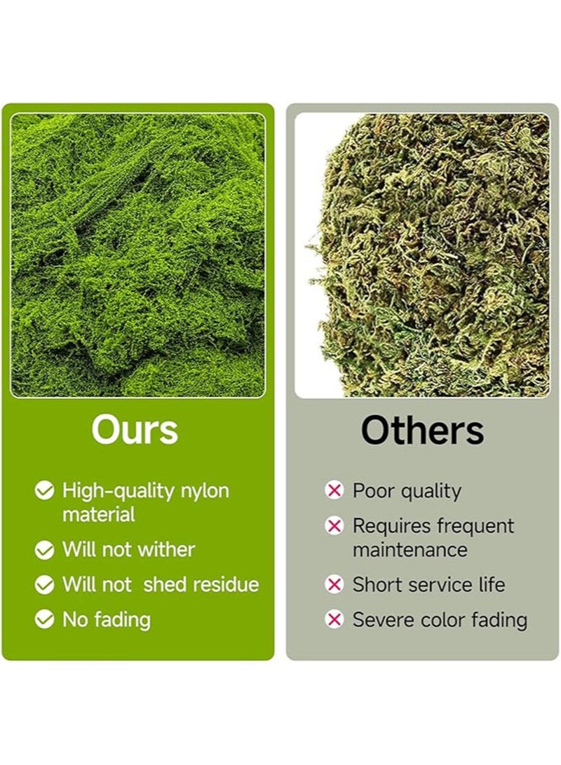 Aikanbo 100g Fake Green Moss for Indoor Pot Plants，Artificial Moss，Can be Used for Crafts，Fairy Garden Artificial Moss Decoration，DIY Decoration，Model Making，Wall，Glass Container，Home （Dark Green）  - Image 5