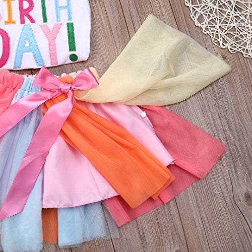 SAYOO Girls'It's My Birthday Print Shirt Tutu Skirt Dress Outfit Set (White+Pink a, 5-6 Years) - Image 5