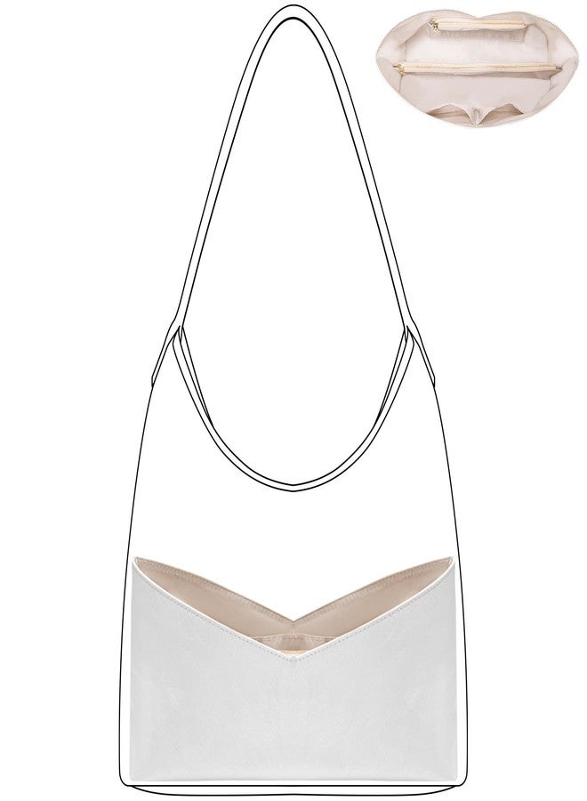 Doxo Purse Organizer Insert Compatible with Goyard Bag Organizer for Hobo Bag,Upgraded Lightweight Dupontpaper Bohème Hobo Tote Handbag Organizer with Zipper(White) - Image 1