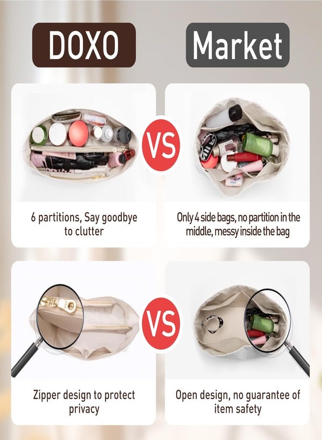 Doxo Purse Organizer Insert Compatible with Goyard Bag Organizer for Hobo Bag,Upgraded Lightweight Dupontpaper Bohème Hobo Tote Handbag Organizer with Zipper(White) - Image 5