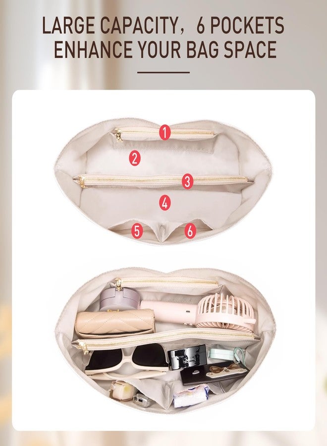 Doxo Purse Organizer Insert Compatible with Goyard Bag Organizer for Hobo Bag,Upgraded Lightweight Dupontpaper Bohème Hobo Tote Handbag Organizer with Zipper(White) - Image 3