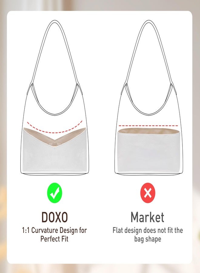 Doxo Purse Organizer Insert Compatible with Goyard Bag Organizer for Hobo Bag,Upgraded Lightweight Dupontpaper Bohème Hobo Tote Handbag Organizer with Zipper(White) - Image 4